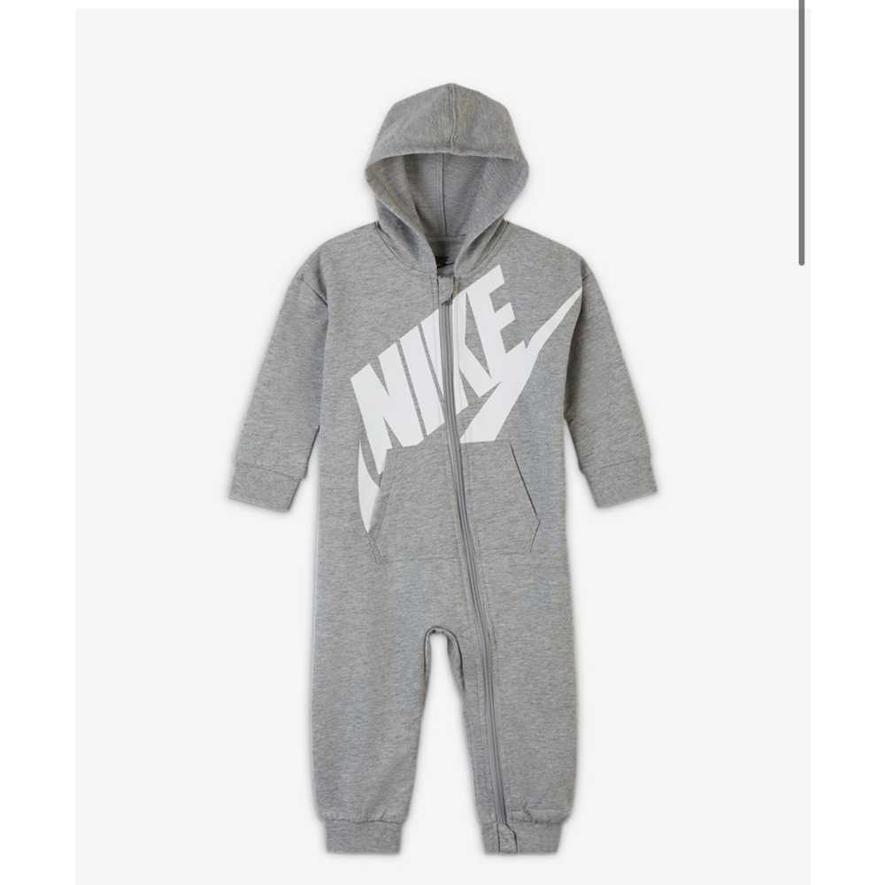 Nike hooded grey white coverall romper jumpsuit 6m
